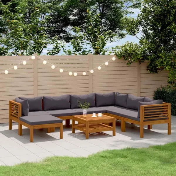 8 pcs conjunto lounge de jardim com almofadões acácia maciça vidaXL