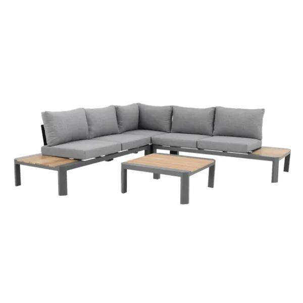 Conjunto jardim relax sofá e mesa 4 pessoas teca alumínio Bali Naterial