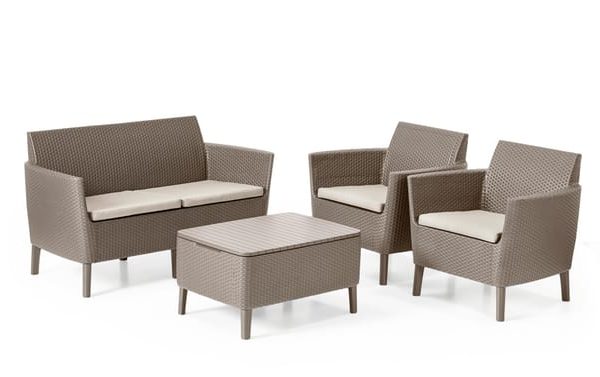 Conjunto relax de 4 lugares em resina bege cappuccino Keter Salemo