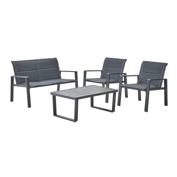 Conjunto relax em alumínio e textileno alchochado cinzento escuro Aramis