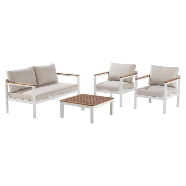 Conjunto jardim relax sofá e mesa alumínio branco Oris II Naterial