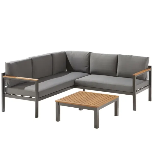 Conjunto jardim relax mesa e sofá alumínio cinzento Oris II Naterial