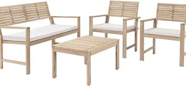 Conjunto jardim relax acácia sofá e mesa castanho 4 pessoas Solis Naterial