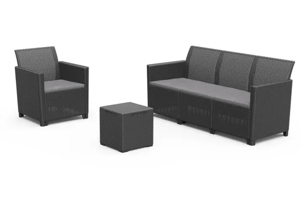 Conjunto relax 2 em 1 em resina antracite Keter Marie