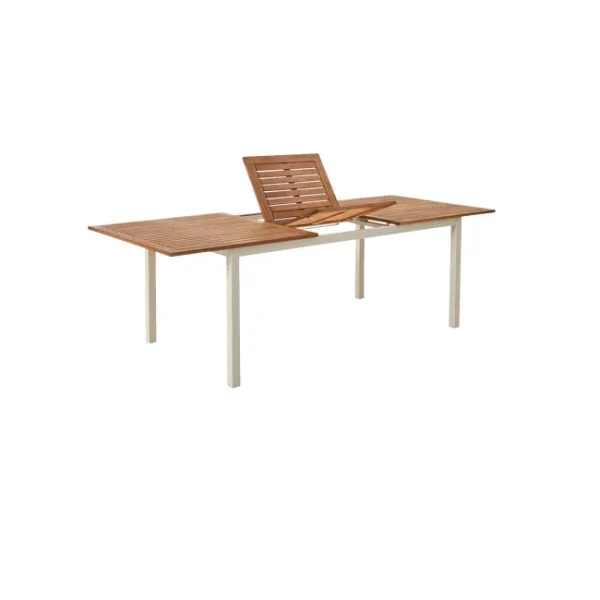 Mesa extensível madeira eucalipto e alumínio 180/240X99 cm creme Naterial Oris