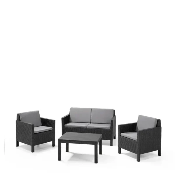 Conjunto relax de 4 lugares em resina antracite Keter Chicago
